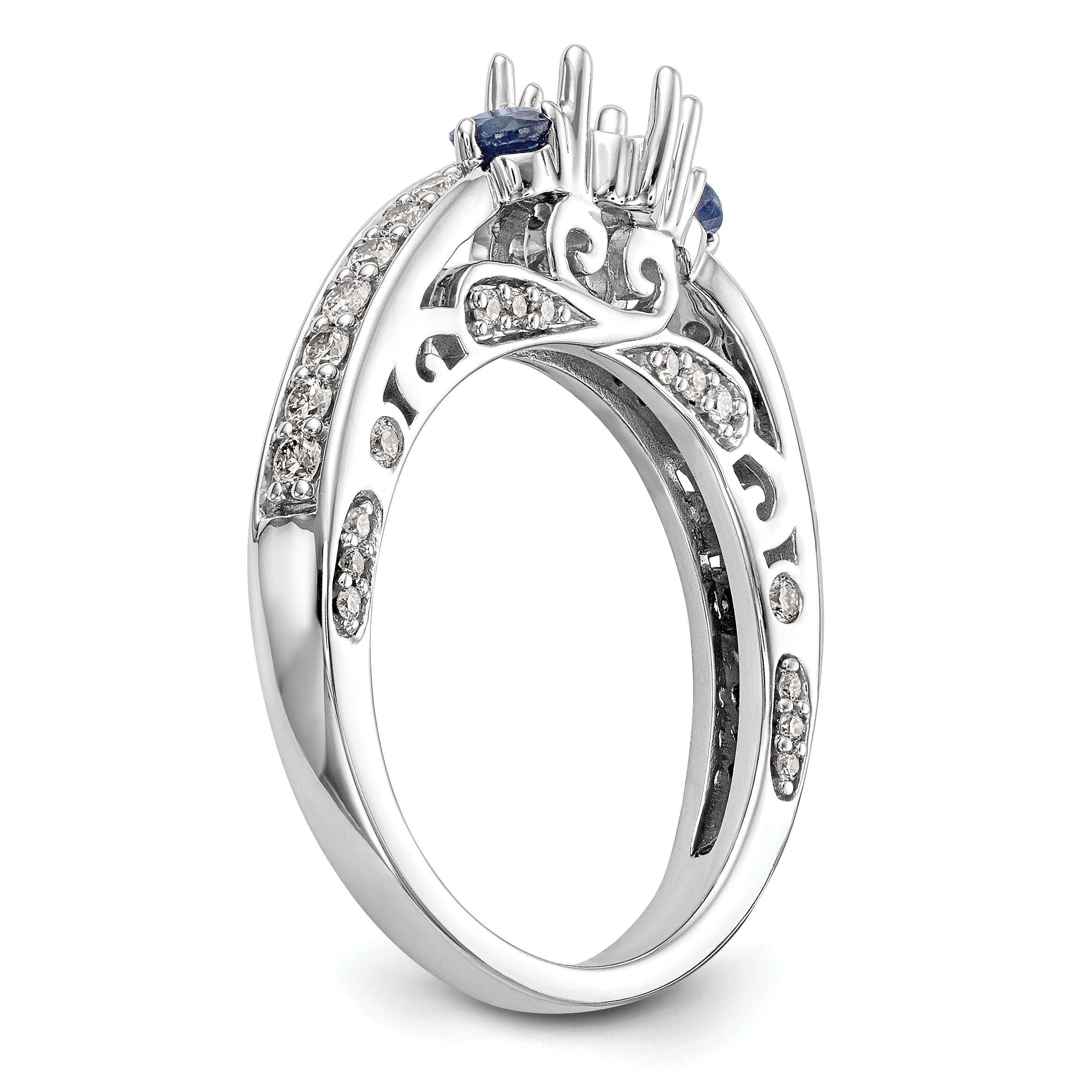 14K Weißgold Verlobungsring mit simuliertem Diamanten und Saphir