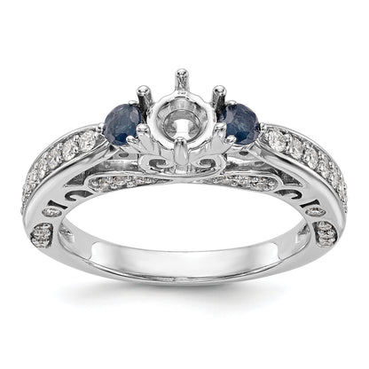 14K Weißgold Verlobungsring mit simuliertem Diamanten und Saphir