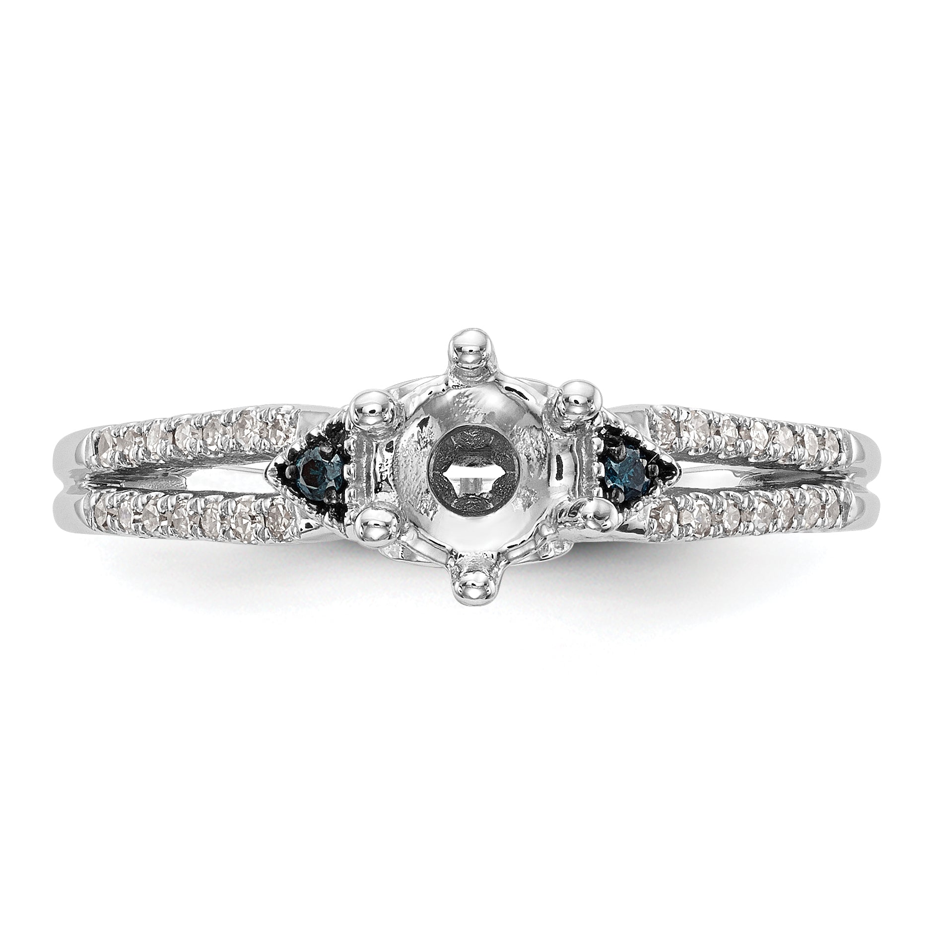 14K Weißgold Verlobungsring mit blauen und weißen simulierten Diamanten