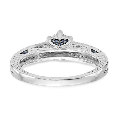 14K Weißgold Verlobungsring mit blauen und weißen simulierten Diamanten