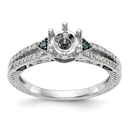14K Weißgold Verlobungsring mit blauen und weißen simulierten Diamanten