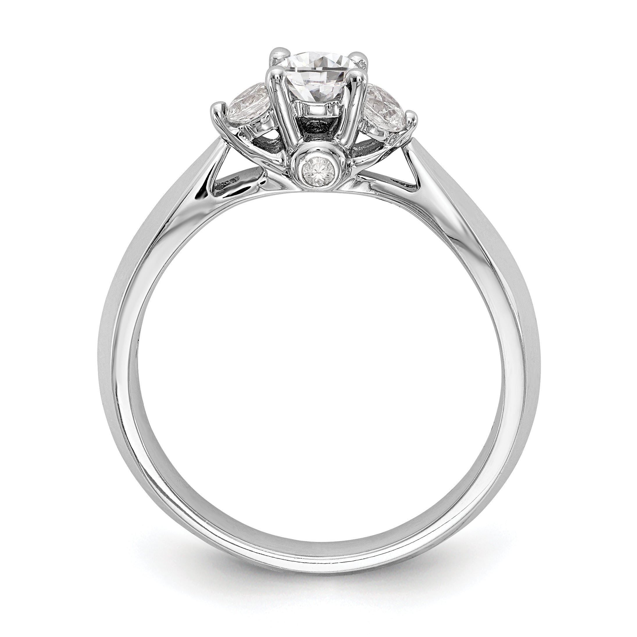 14K Weißgold Verlobungsring mit 3 simulierten Diamanten