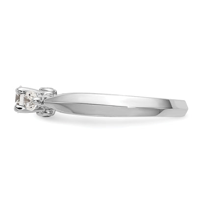 14K Weißgold Verlobungsring mit 3 simulierten Diamanten