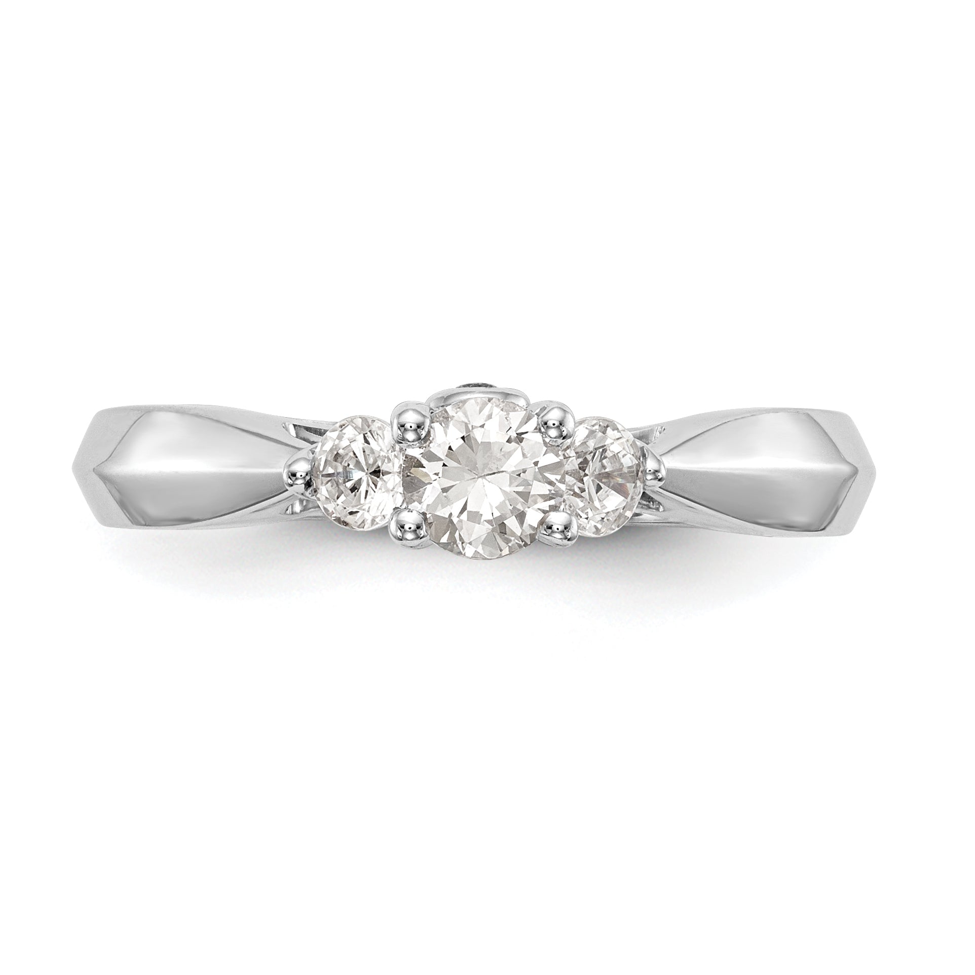 14K Weißgold Verlobungsring mit 3 simulierten Diamanten