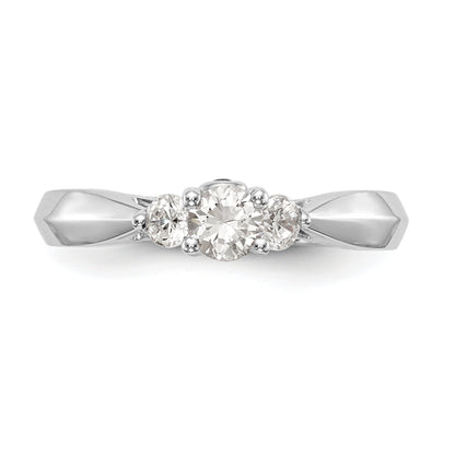 14K Weißgold Verlobungsring mit 3 simulierten Diamanten