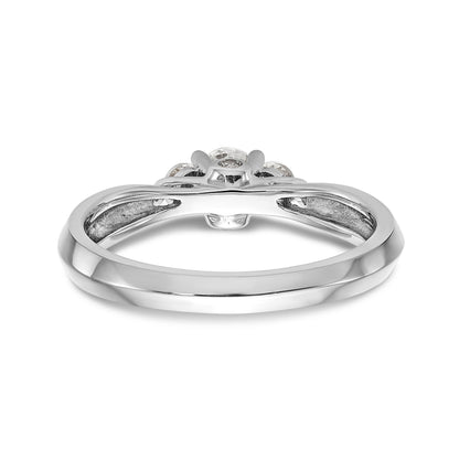 14K Weißgold Verlobungsring mit 3 simulierten Diamanten
