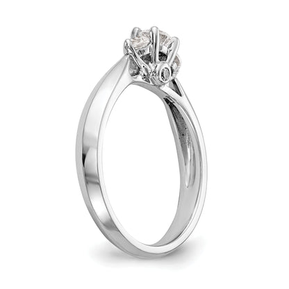 14K Weißgold Verlobungsring mit 3 simulierten Diamanten