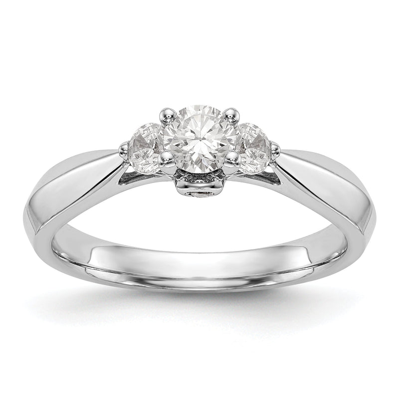 14K Weißgold Verlobungsring mit 3 simulierten Diamanten