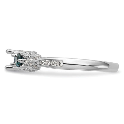 14K Weißgold Verlobungsring mit blauen und weißen simulierten Diamanten