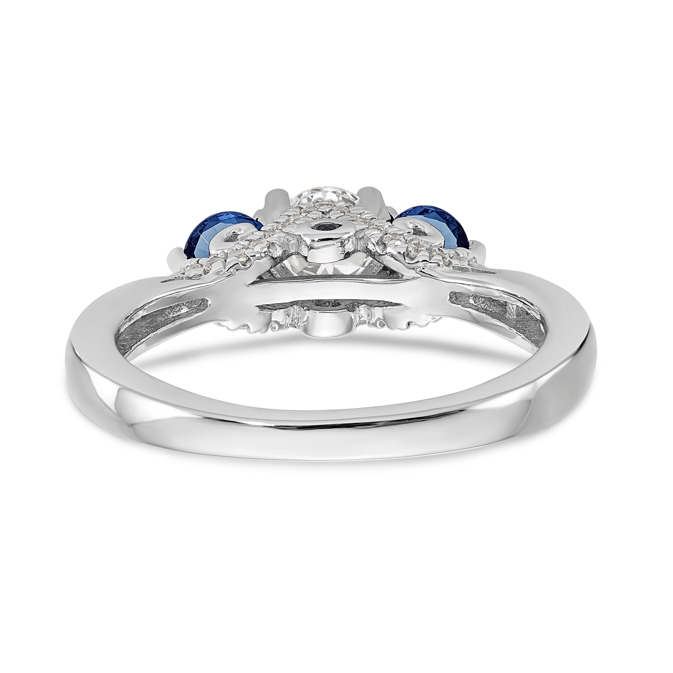 14K Weißgold Verlobungsring mit blauen und weißen simulierten Diamanten
