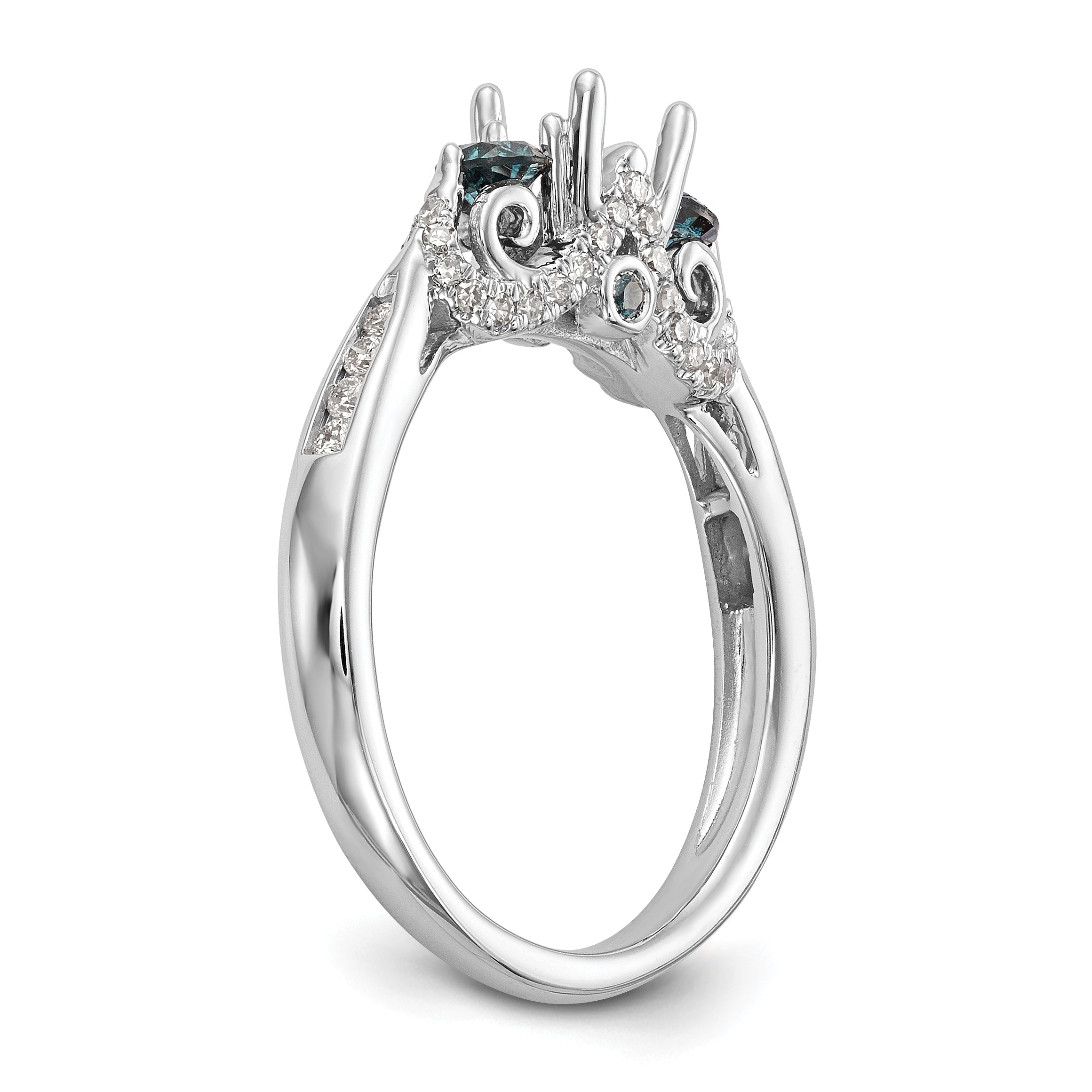 14K Weißgold Verlobungsring mit blauen und weißen simulierten Diamanten