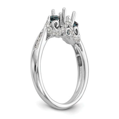 14K Weißgold Verlobungsring mit blauen und weißen simulierten Diamanten