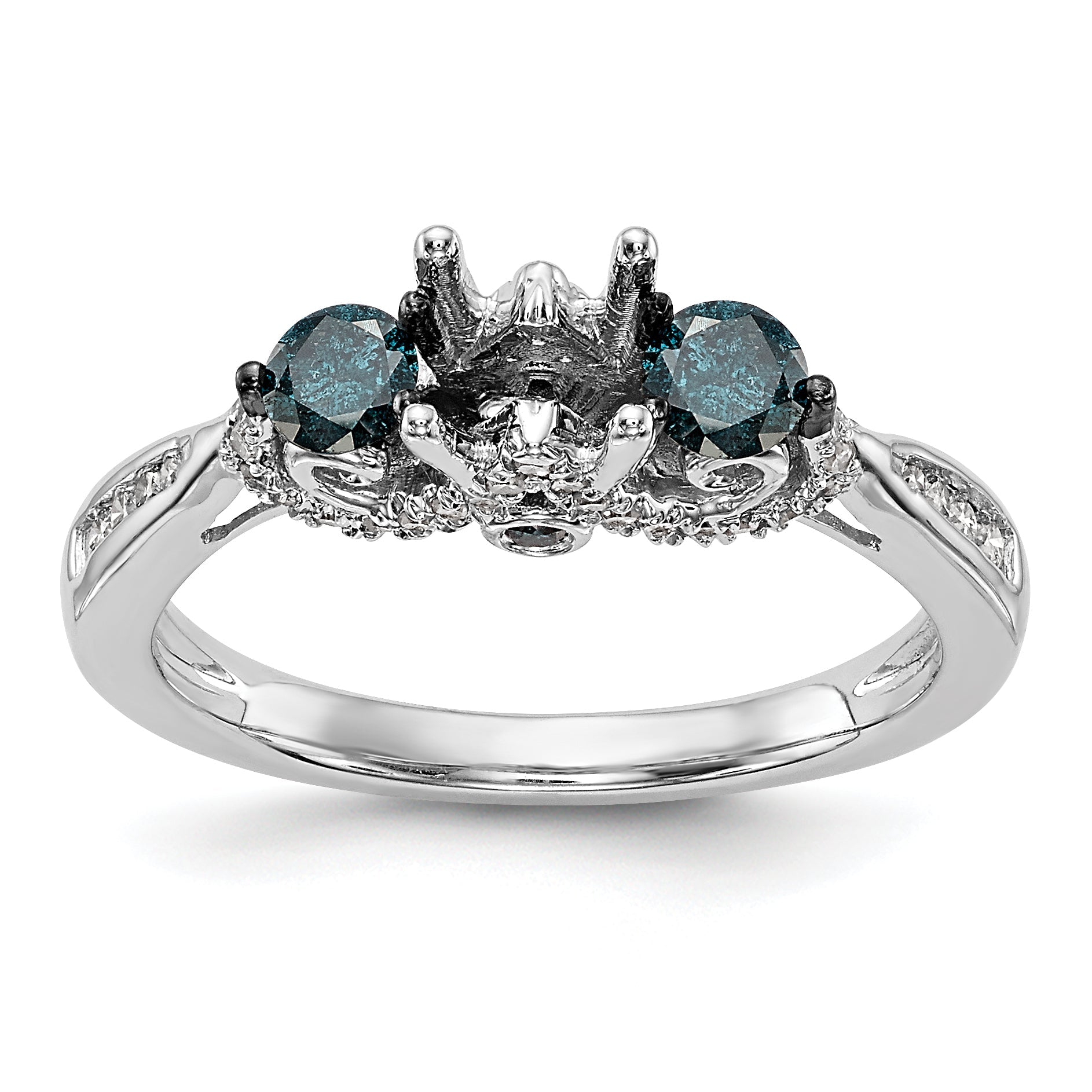 14K Weißgold Verlobungsring mit blauen und weißen simulierten Diamanten