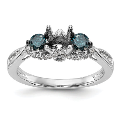 14K Weißgold Verlobungsring mit blauen und weißen simulierten Diamanten