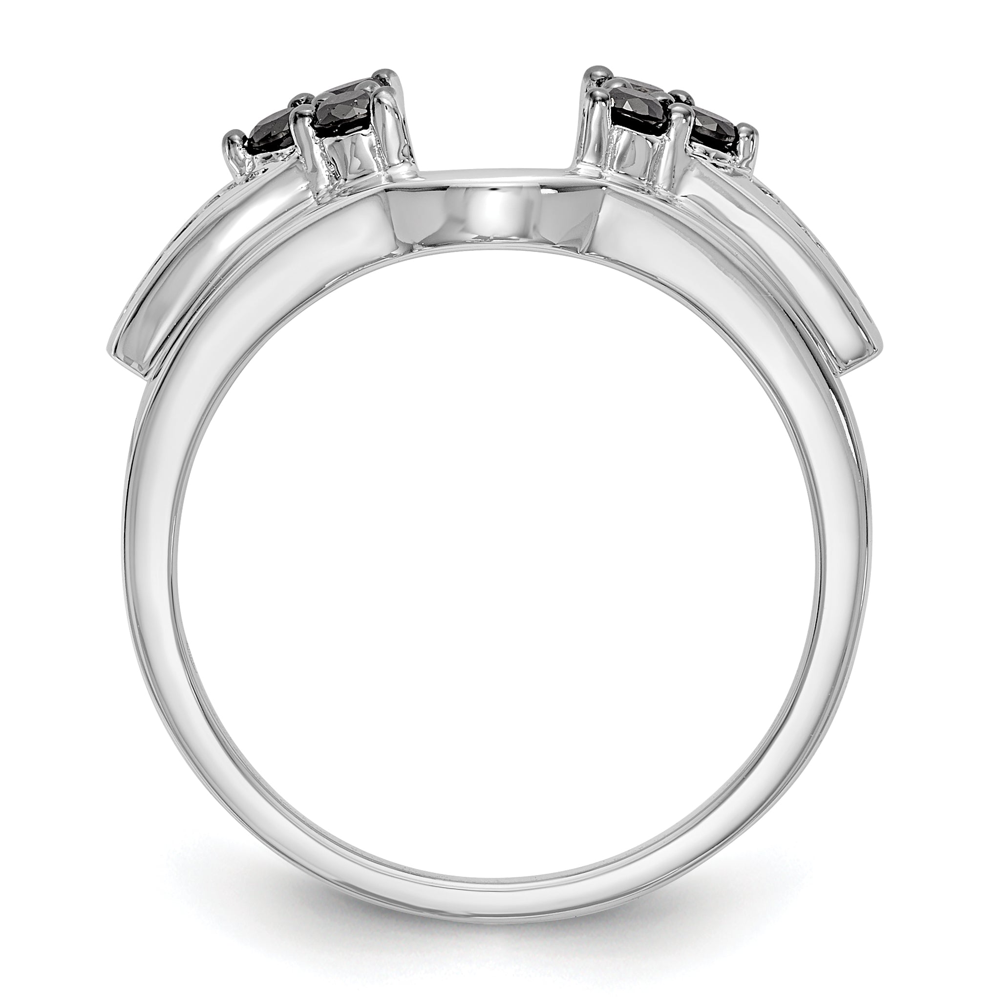 14K Weißgold Wickelring mit schwarzen und weißen Diamanten