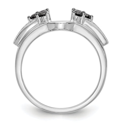 14K Weißgold Wickelring mit schwarzen und weißen Diamanten