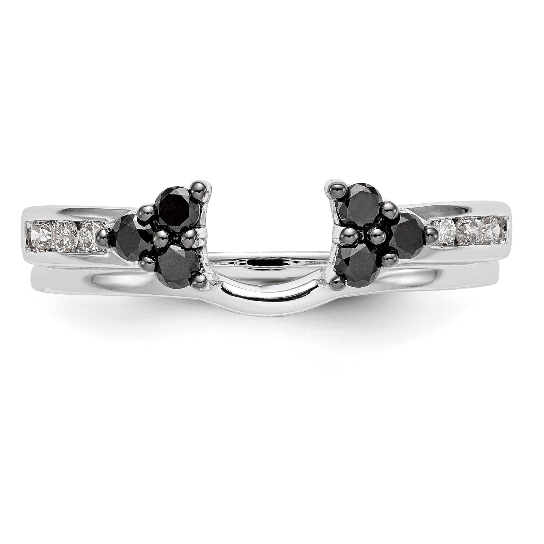 14K Weißgold Wickelring mit schwarzen und weißen Diamanten
