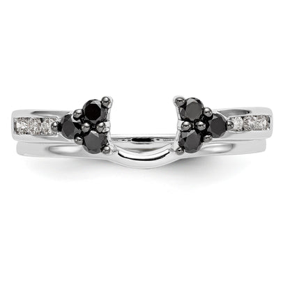 14K Weißgold Wickelring mit schwarzen und weißen Diamanten