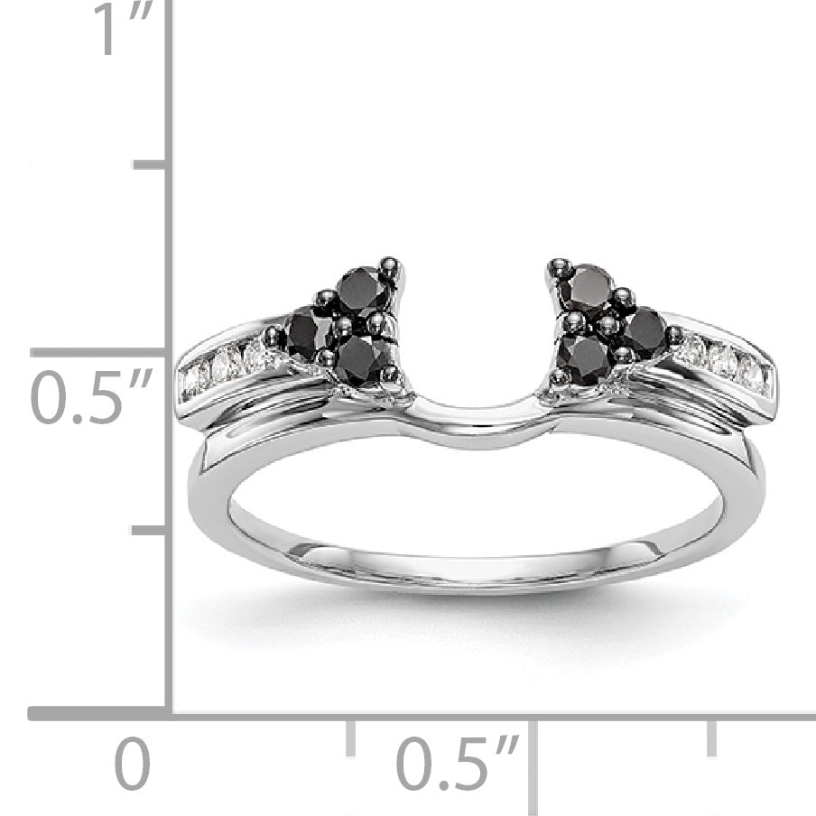 14K Weißgold Wickelring mit schwarzen und weißen Diamanten
