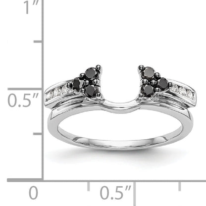 14K Weißgold Wickelring mit schwarzen und weißen Diamanten