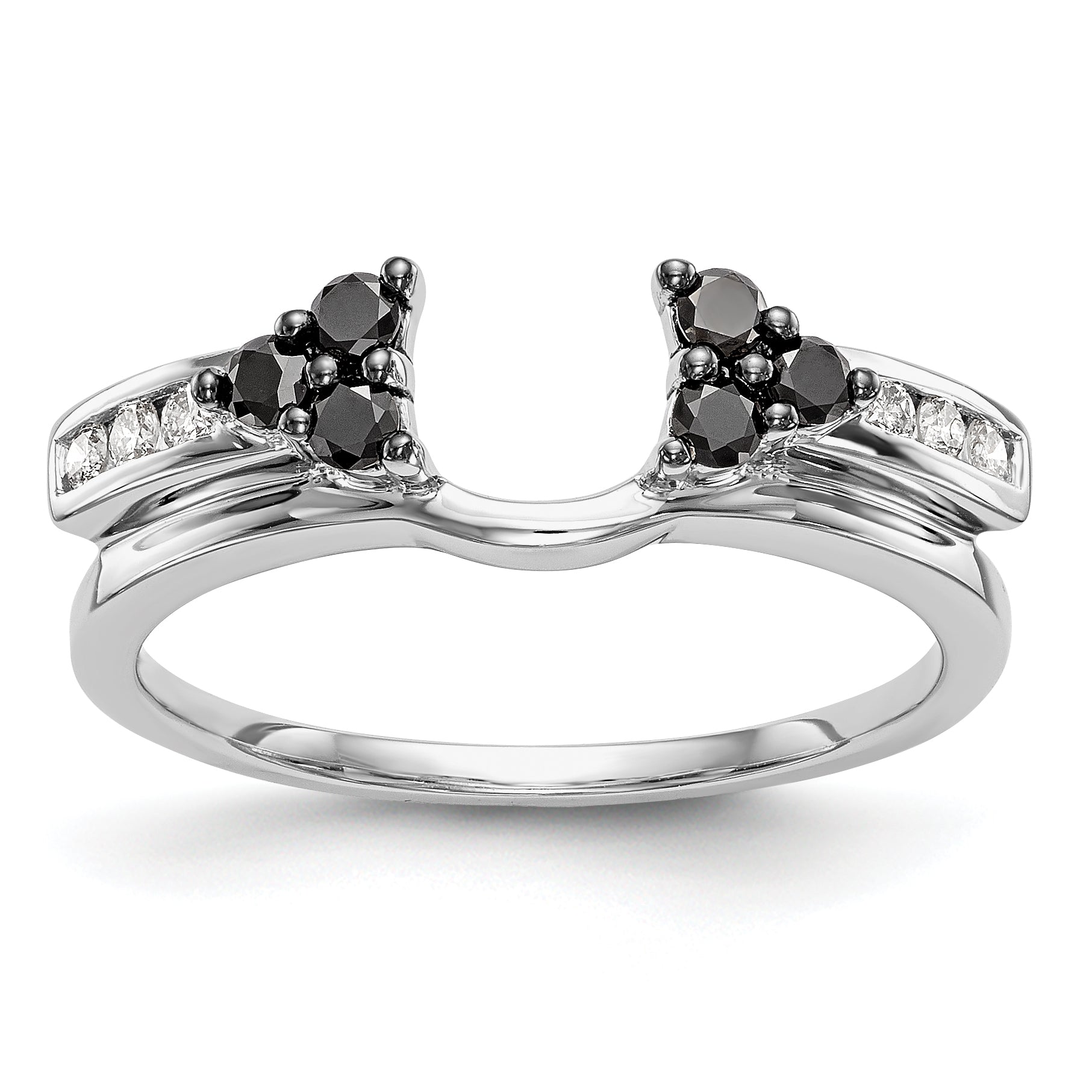 14K Weißgold Wickelring mit schwarzen und weißen Diamanten