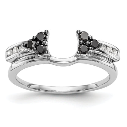 14K Weißgold Wickelring mit schwarzen und weißen Diamanten