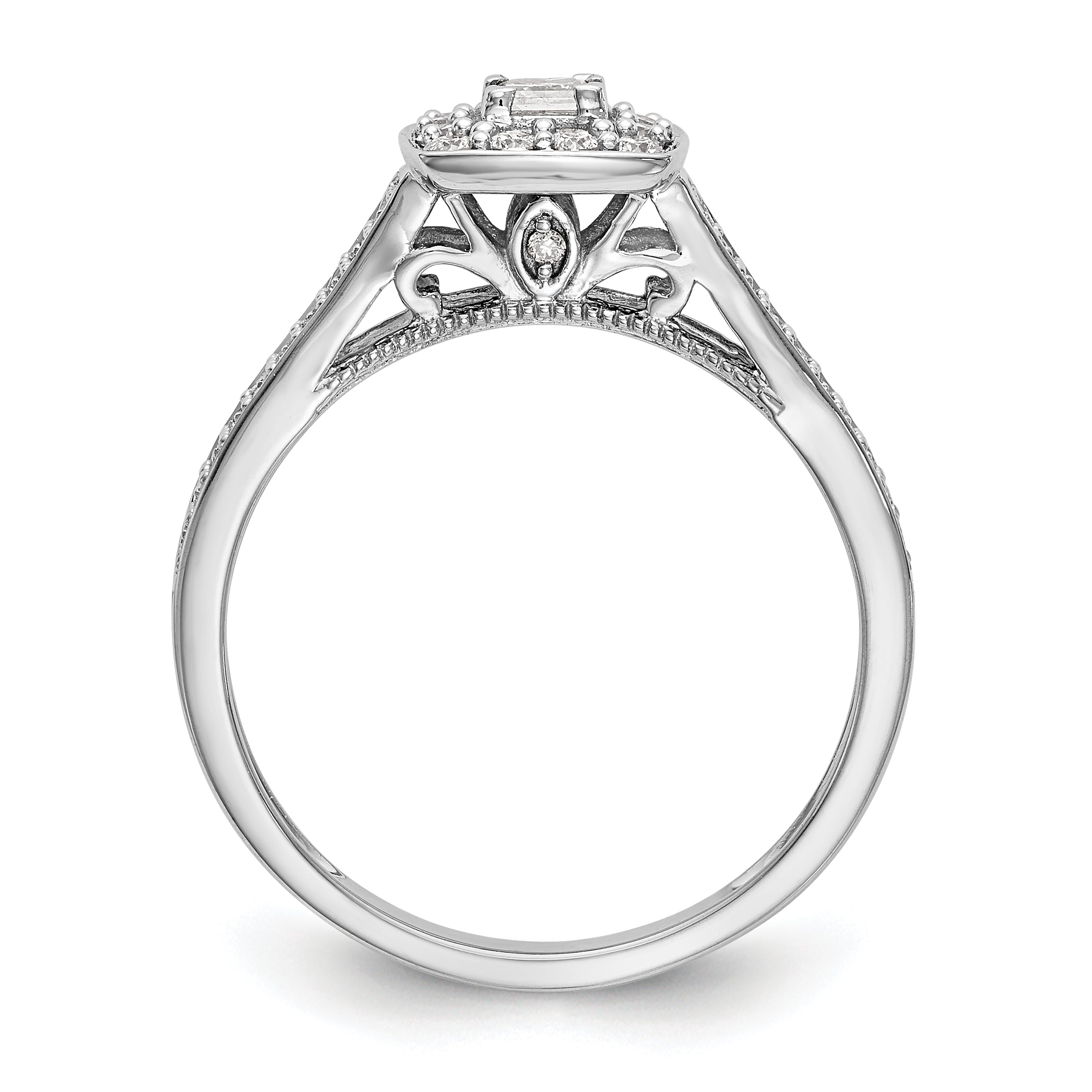 14K Weißgold Verlobungsring mit Diamanten, komplett besetzt