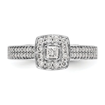 14K Weißgold Verlobungsring mit Diamanten, komplett besetzt