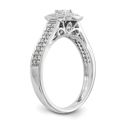 14K Weißgold Verlobungsring mit Diamanten, komplett besetzt