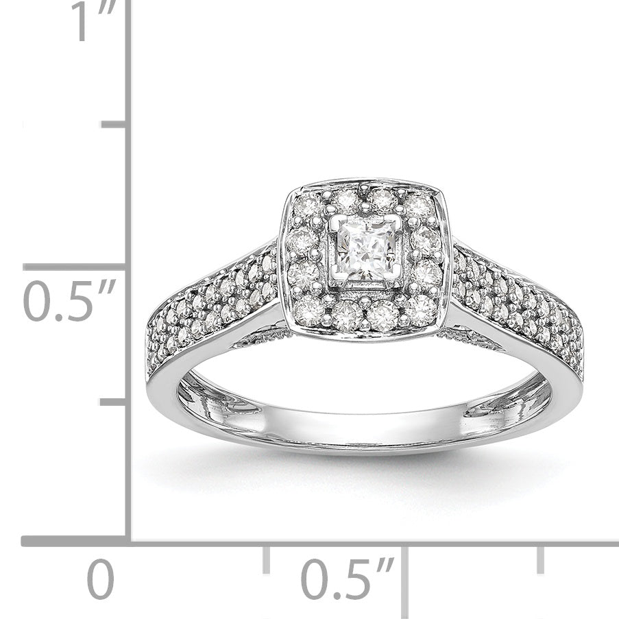 14K Weißgold Verlobungsring mit Diamanten, komplett besetzt
