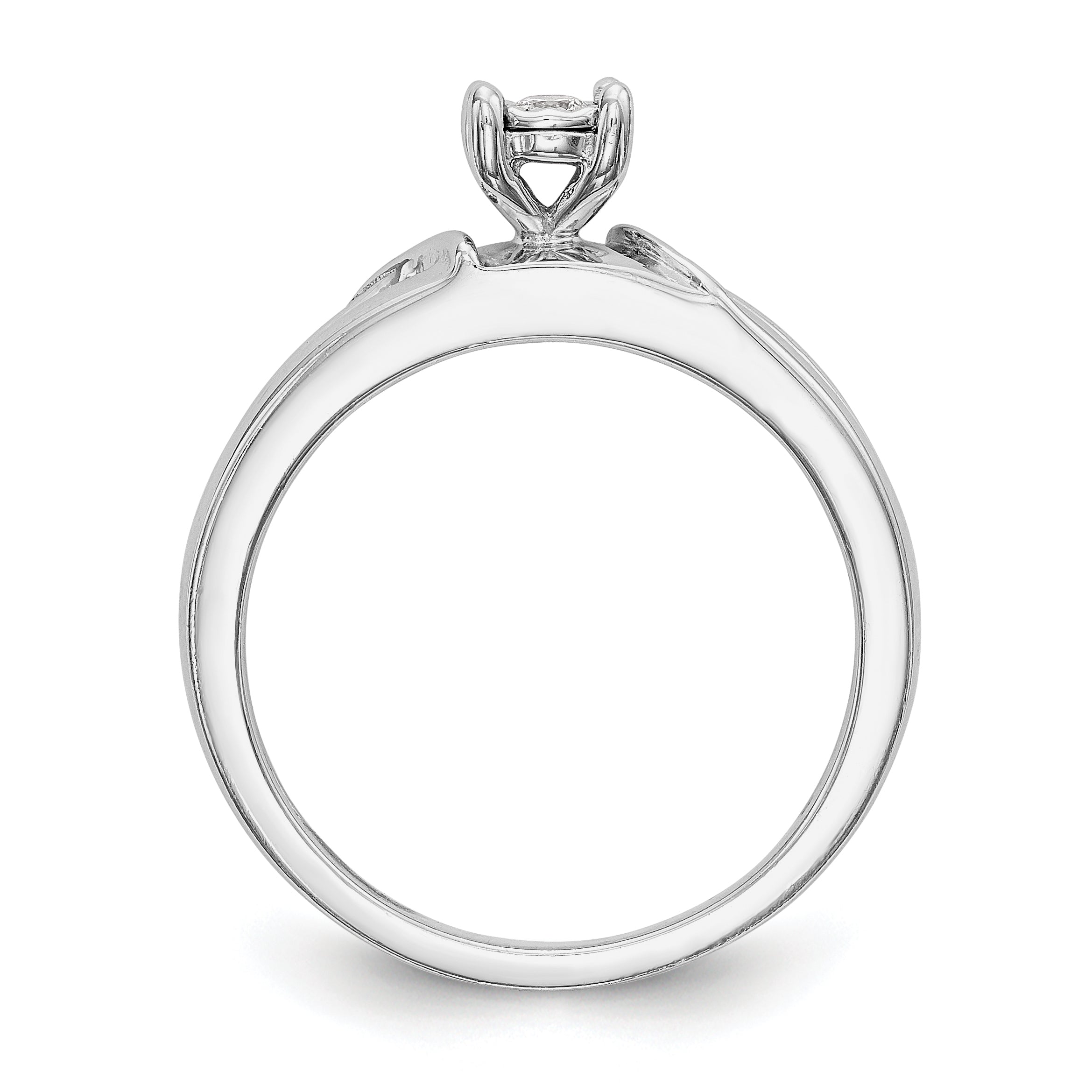 14K Weißgold Verlobungsring mit komplettem Diamant-Trio