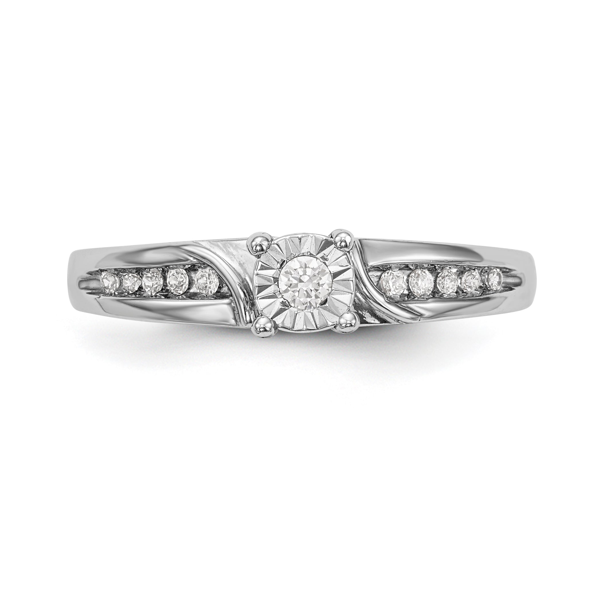 14K Weißgold Verlobungsring mit komplettem Diamant-Trio