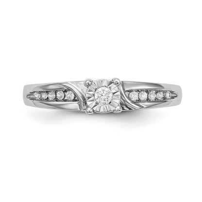 14K Weißgold Verlobungsring mit komplettem Diamant-Trio