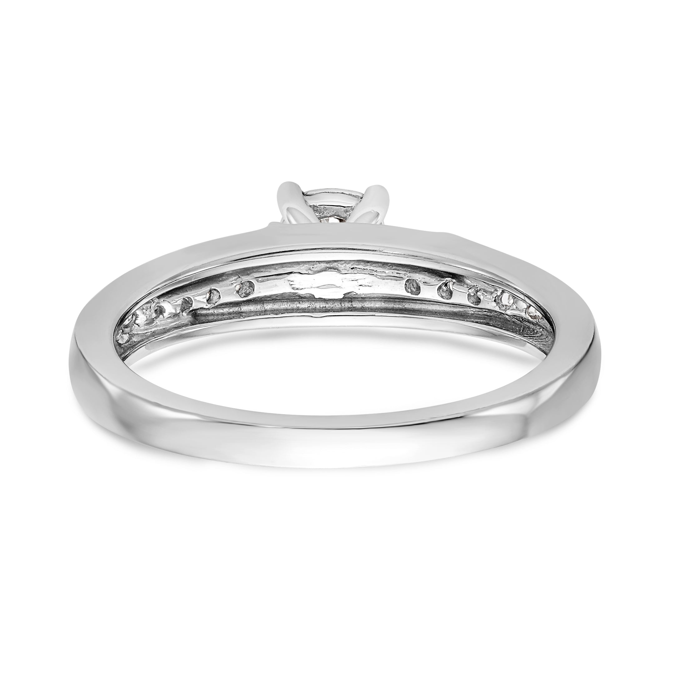 14K Weißgold Verlobungsring mit komplettem Diamant-Trio