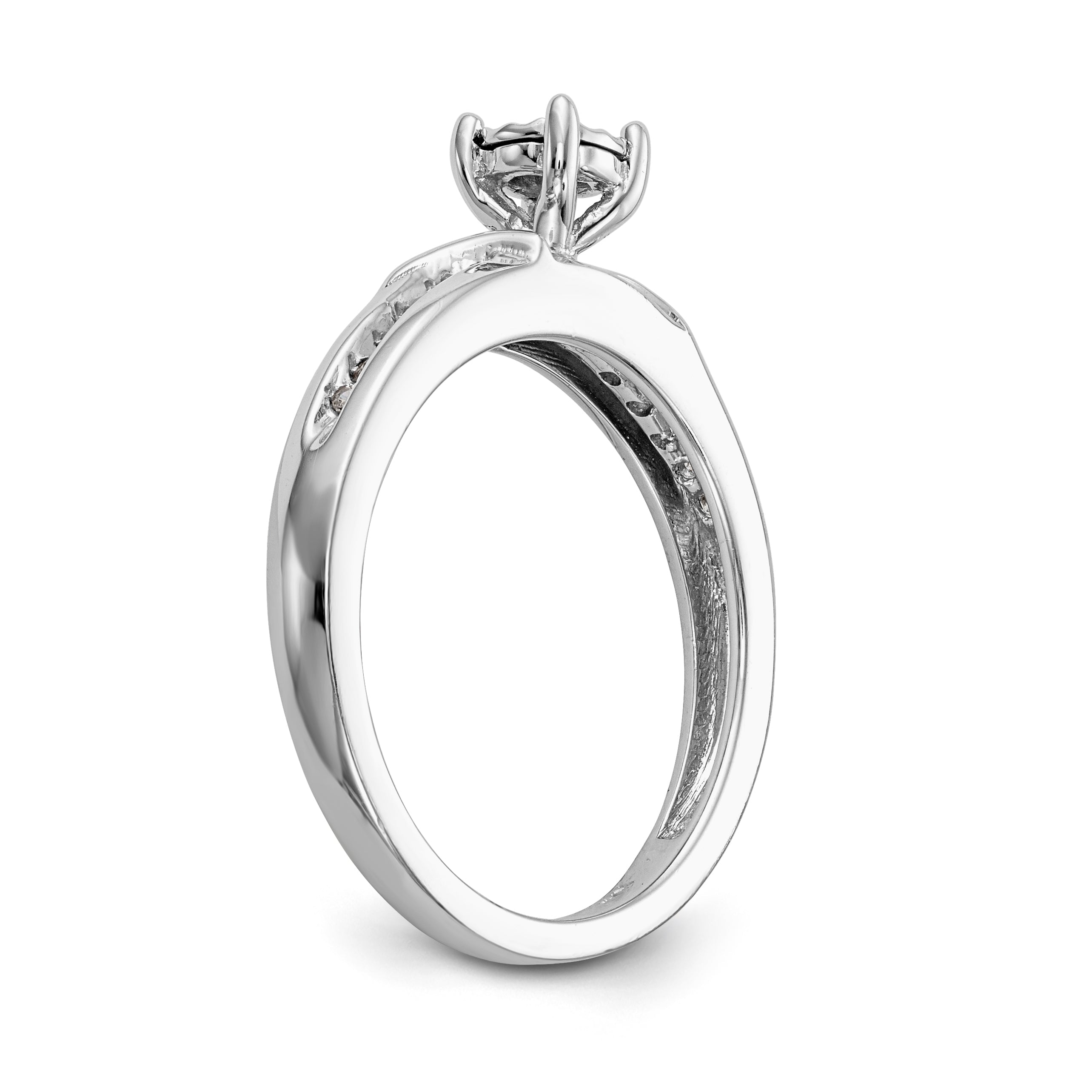 14K Weißgold Verlobungsring mit komplettem Diamant-Trio