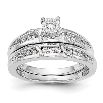 14K Weißgold Verlobungsring mit komplettem Diamant-Trio