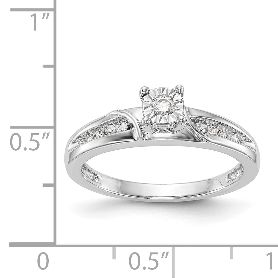 14K Weißgold Verlobungsring mit komplettem Diamant-Trio