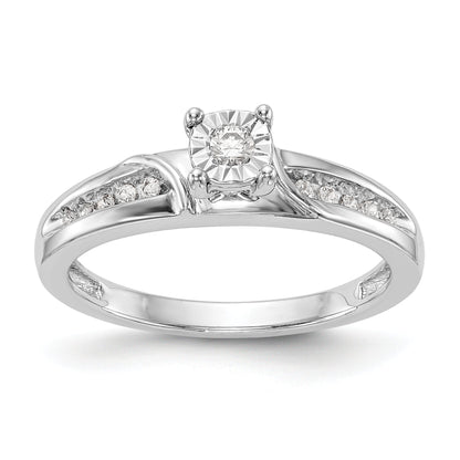 14K Weißgold Verlobungsring mit komplettem Diamant-Trio