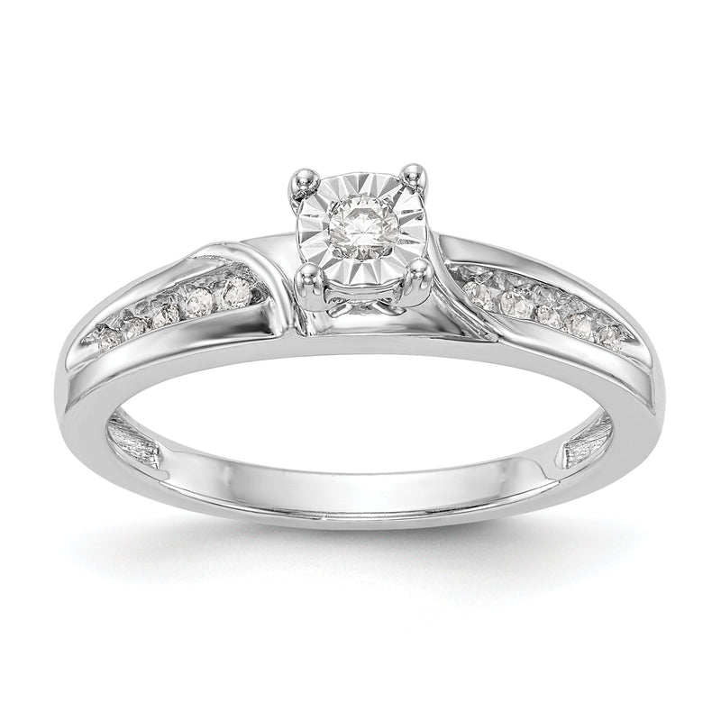 14K Weißgold Verlobungsring mit komplettem Diamant-Trio