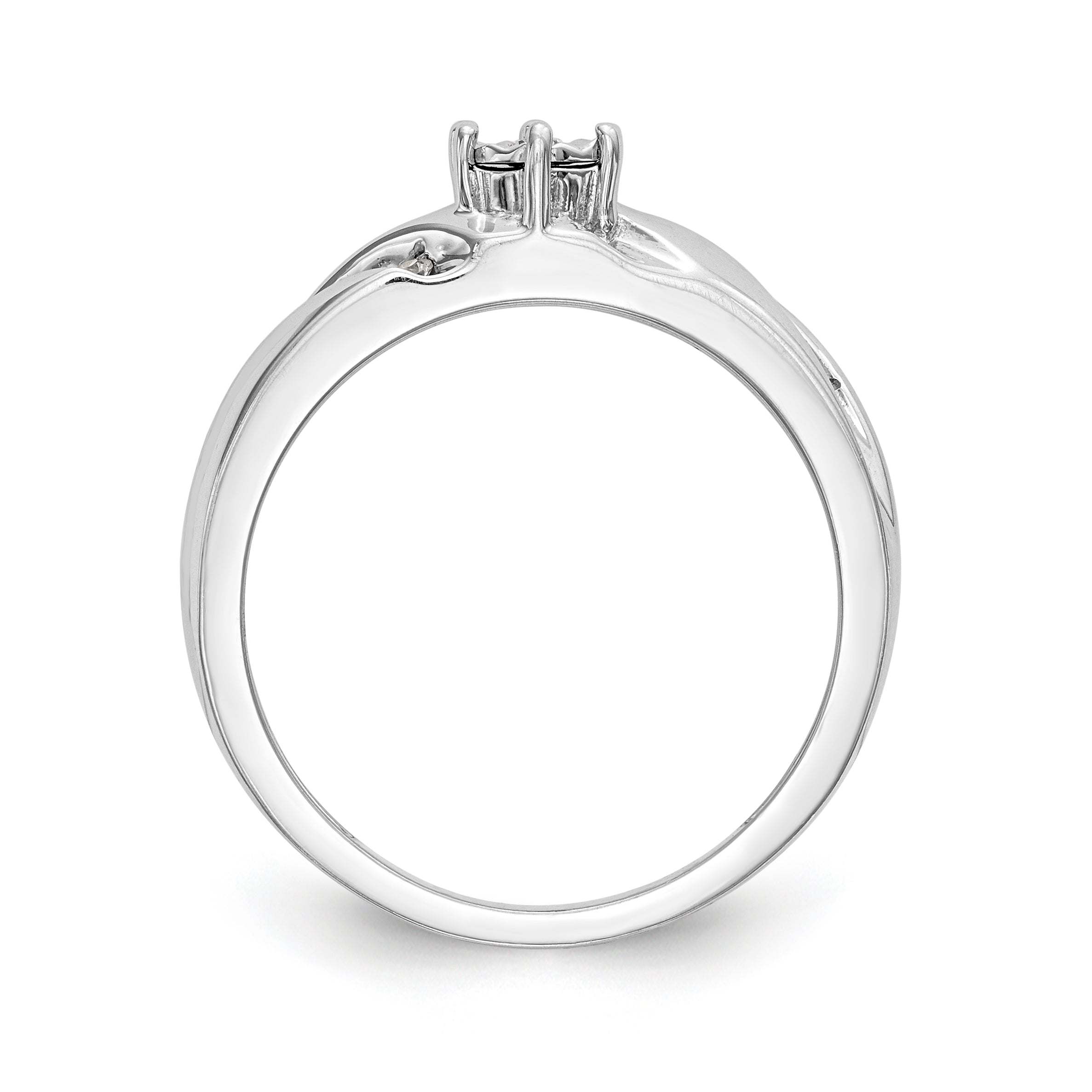 14K Weißgold Verlobungsring-Trio mit Diamanten, komplett