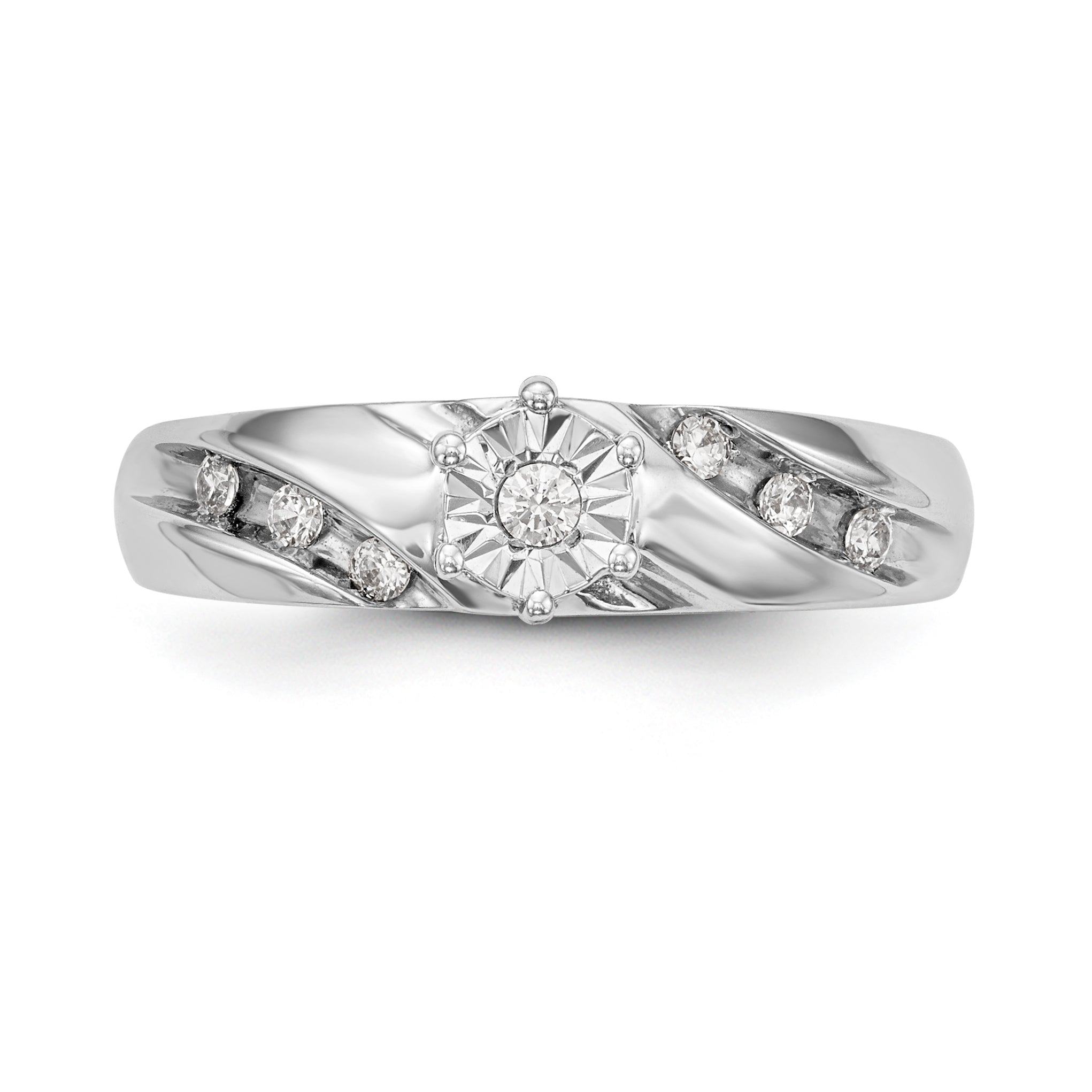 14K Weißgold Verlobungsring-Trio mit Diamanten, komplett