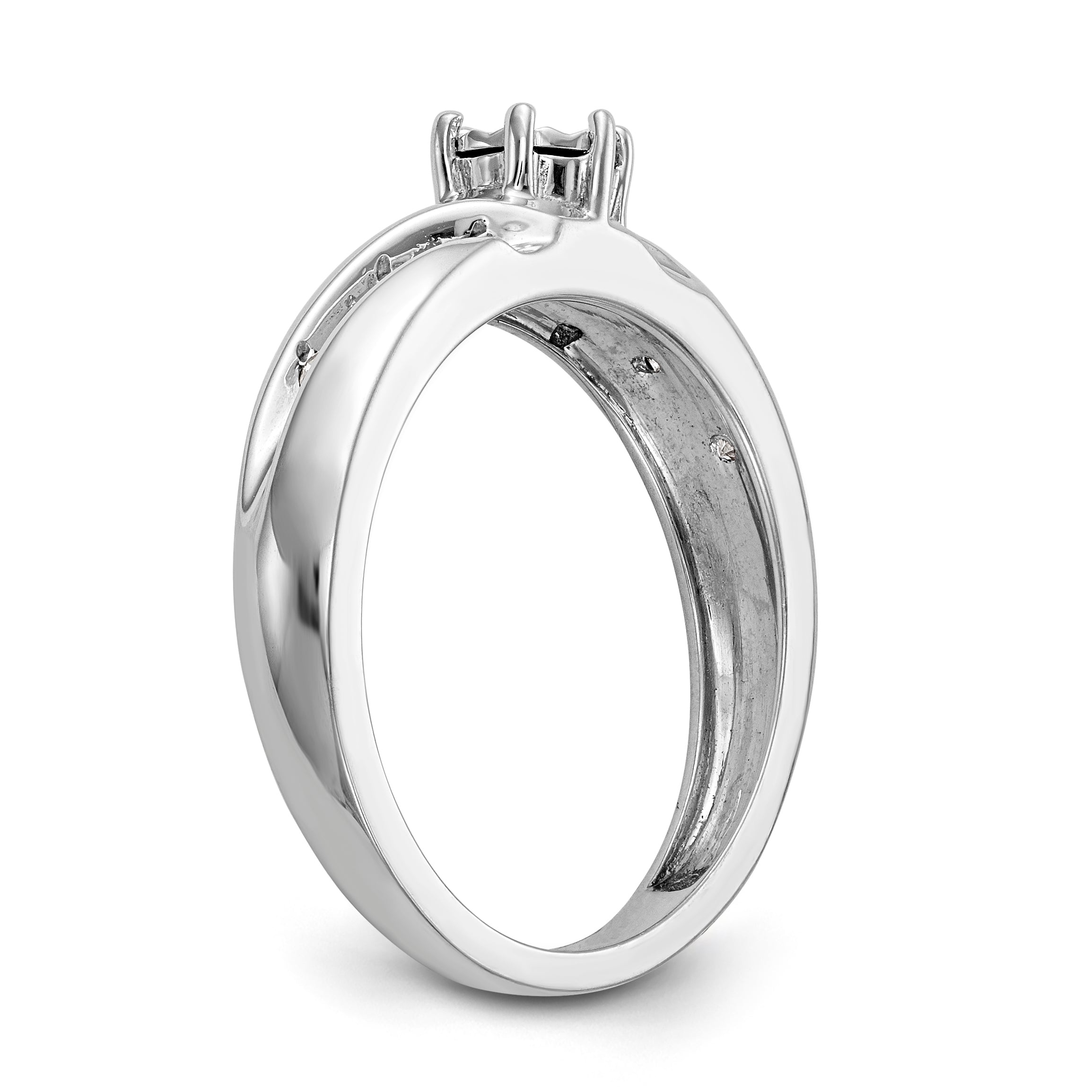 14K Weißgold Verlobungsring-Trio mit Diamanten, komplett