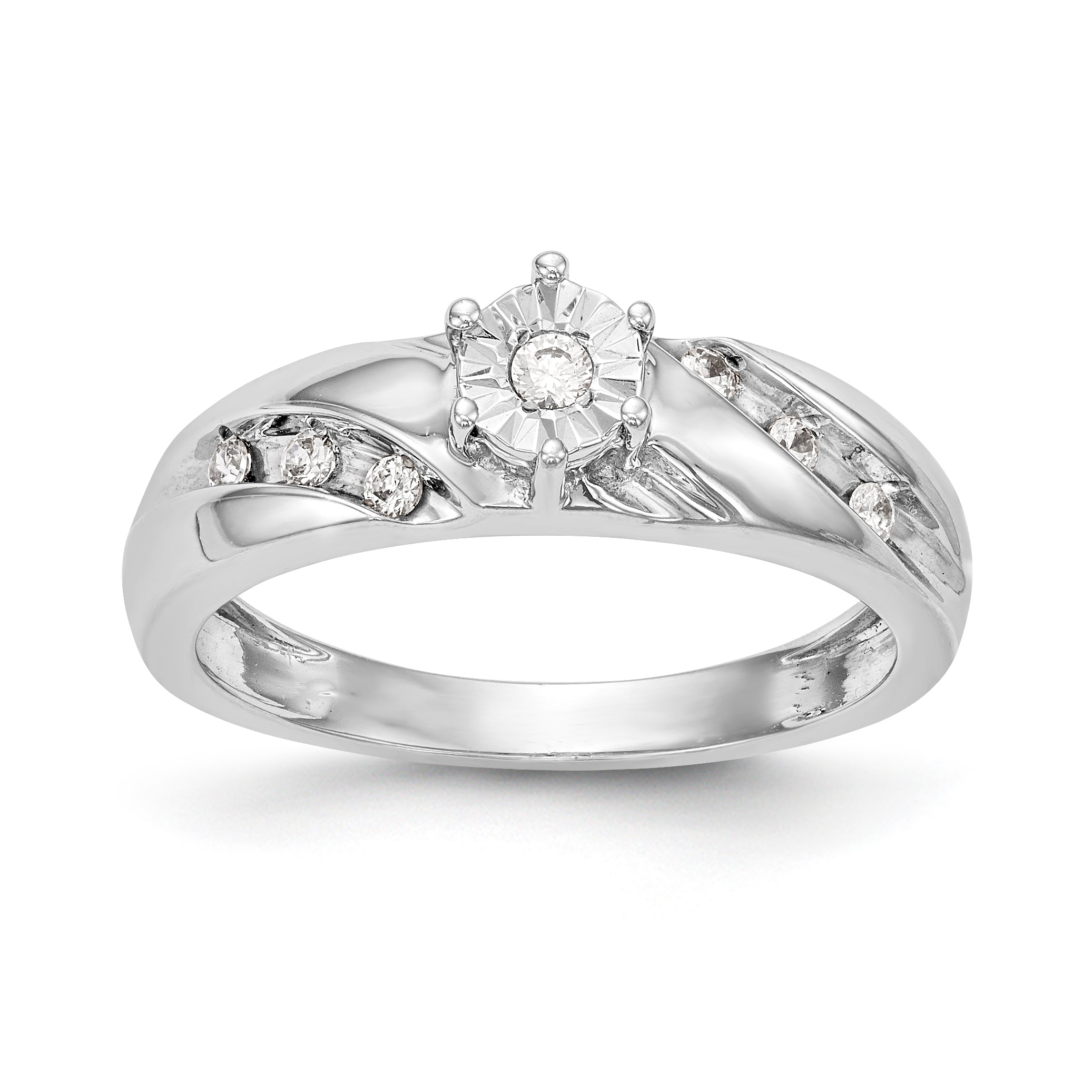 14K Weißgold Verlobungsring-Trio mit Diamanten, komplett