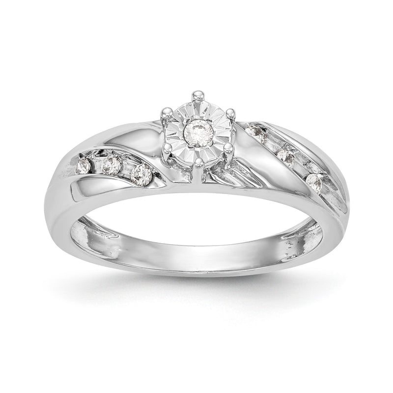 14K Weißgold Verlobungsring-Trio mit Diamanten, komplett