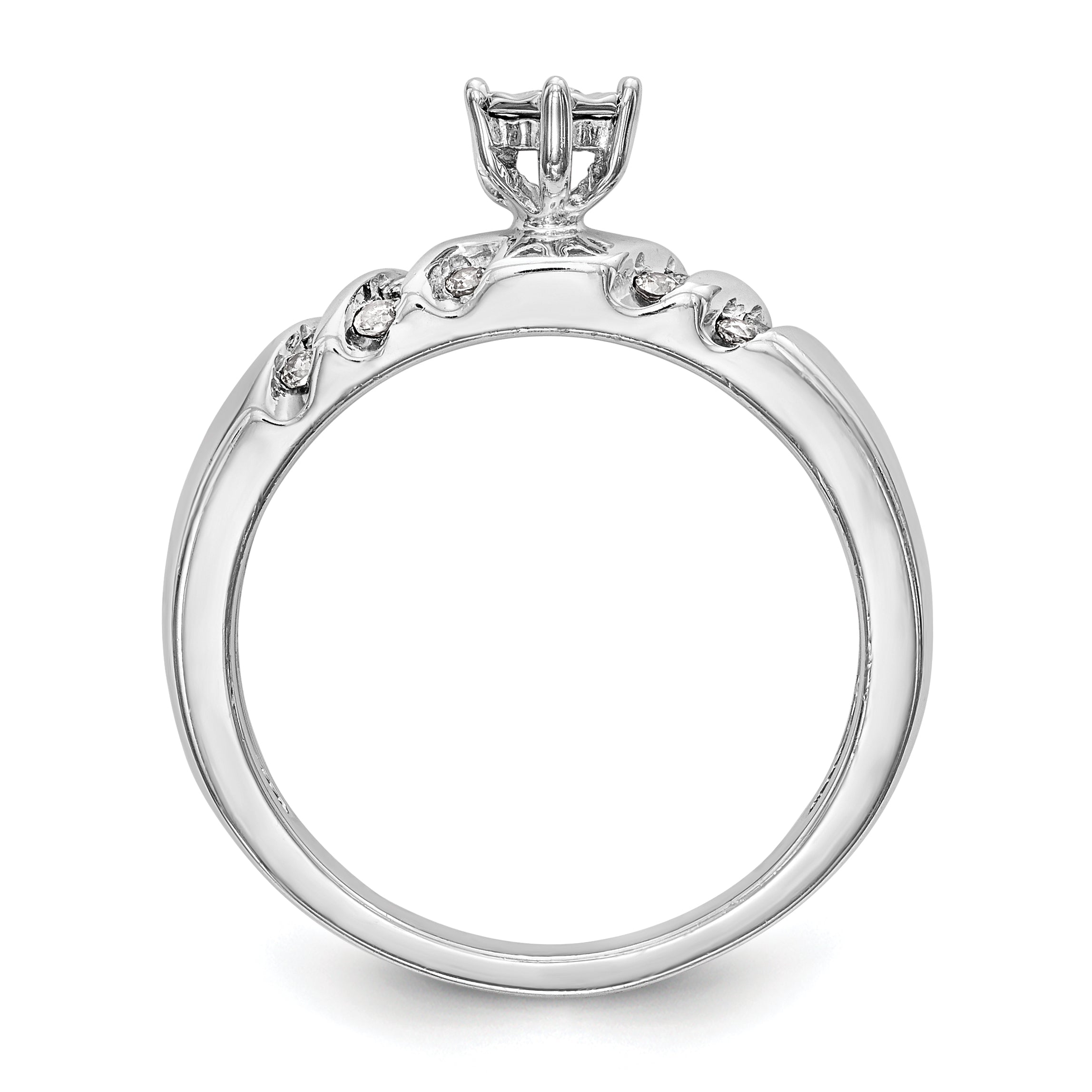 14K Weißgold Diamant-Trio-Verlobungsring, komplett