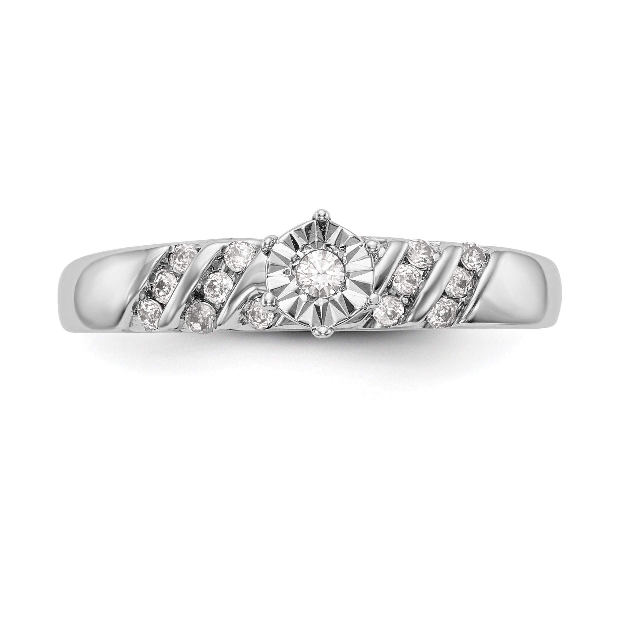 14K Weißgold Diamant-Trio-Verlobungsring, komplett