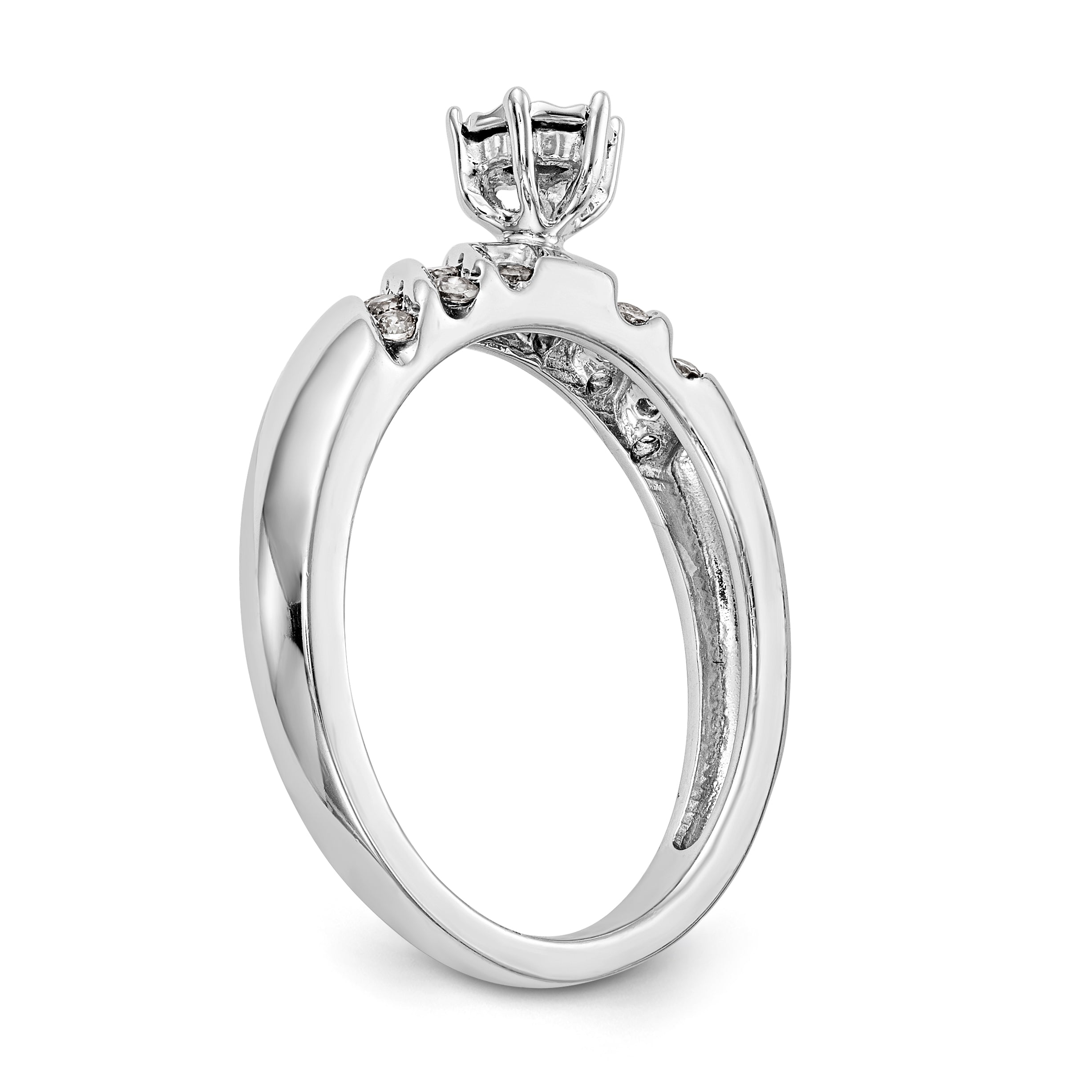 14K Weißgold Diamant-Trio-Verlobungsring, komplett