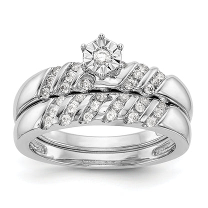 14K Weißgold Diamant-Trio-Verlobungsring, komplett