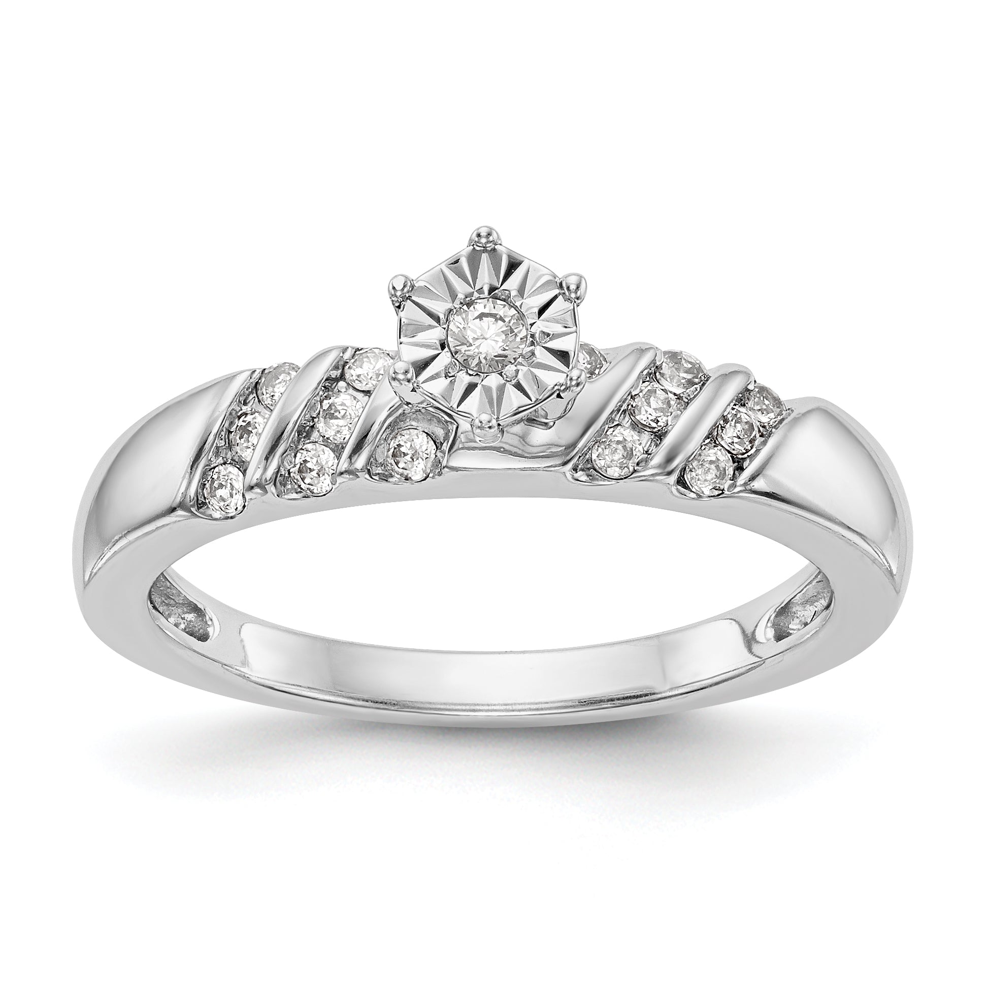 14K Weißgold Diamant-Trio-Verlobungsring, komplett