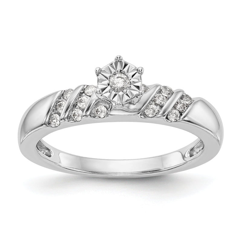 14K Weißgold Diamant-Trio-Verlobungsring, komplett